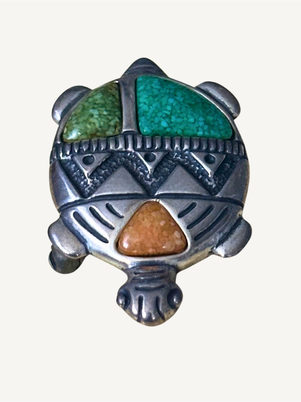 Carolyn Pollack Sterling Silver Turtle Pendant / Brooch Turquoise 925 - Picture 5 of 8